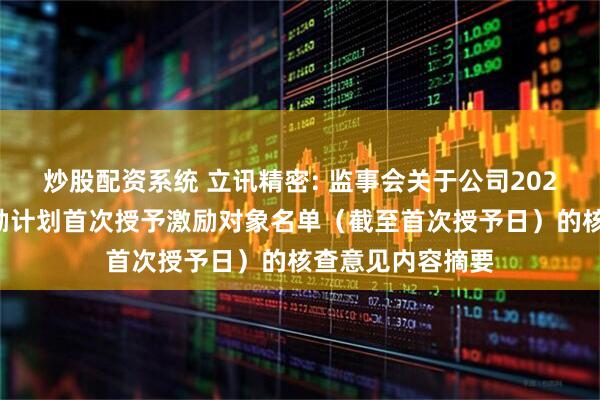 炒股配资系统 立讯精密: 监事会关于公司2025年股票期权激励计划首次授予激励对象名单（截至首次授予日）的核查意见内容摘要